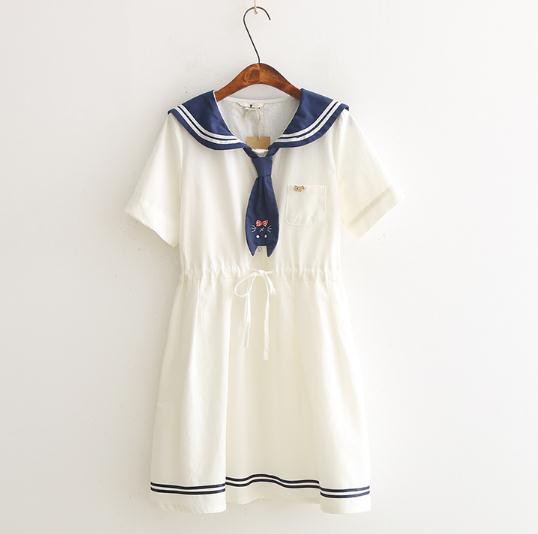 特価★新作　半袖 ワンピース マリン風 セーラー風ワンピース セーラー ワンピース セーラー服 ワンピ セーラーカラー 学院風｜au PAY マーケット